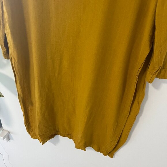 Black Crane Mustard Yellow Lagenlook Long Sleeve Dress Size Small - Picture 3 of 7